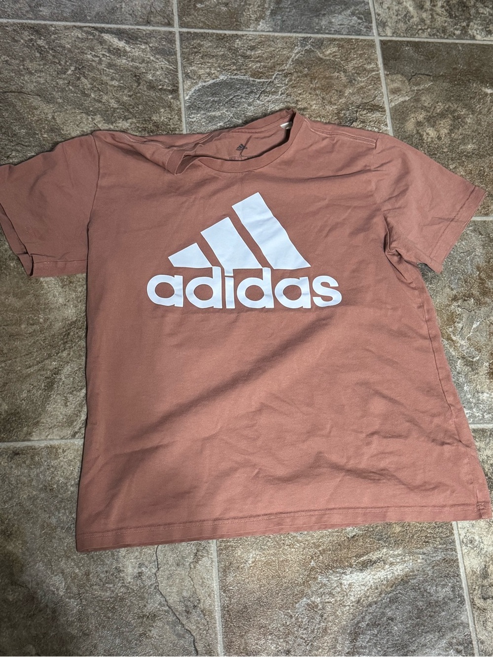 adidas Youth Dusty Rose Tee with White Logo